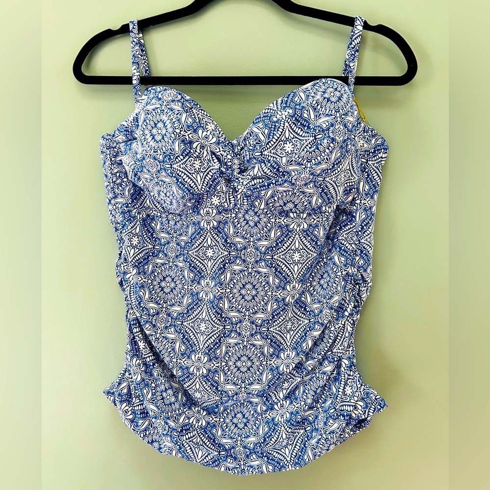 NWT Helen Jon Twist Underwire Tankini in Riviera Blue